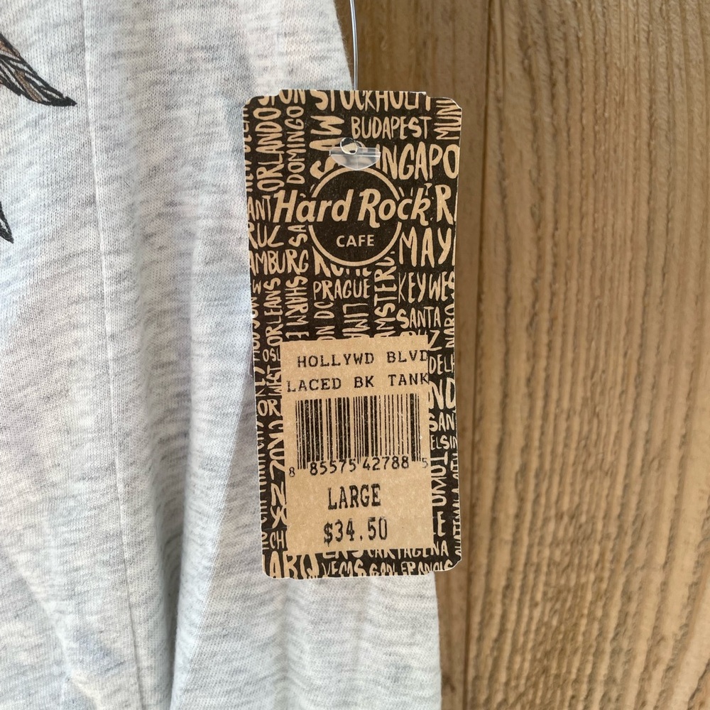 Hard Rock Couture Gray Laced Back Tank Top Black Graphics Size Large - Picture 7 of 10